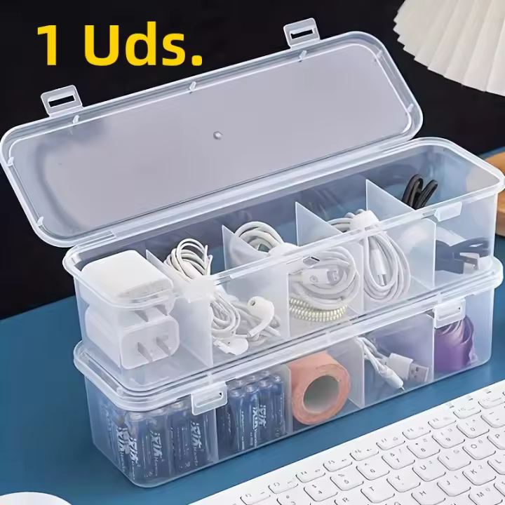 Caja De Almacenamiento De Cable Con Tapa Grande Capacidad Multifuncional Organizador Rectangular Para Escritorio De Hogar - 1