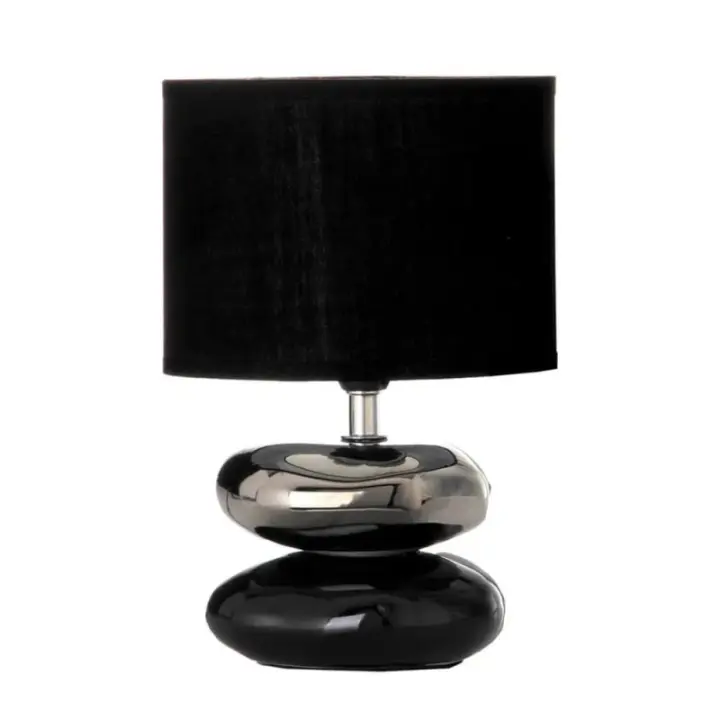 Dcasa Lámpara de mesita de noche de cerámica negra de 17x24 cm - 1