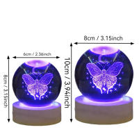 Lámpara De Noche De Bola De Cristal Con Danza De Mariposa Lunar Grabado Con Láser 3D Decoración De Vidrio Pulido Moderna Para Navidad - details 5
