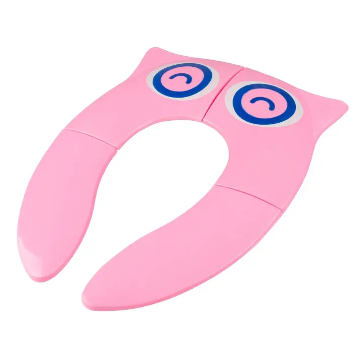 Toral Asiento Orinal Portatil Niños Plegable para WC con Bolsa de Transporte. Ayuda al aprendizaje de bebe y niños. Adaptador wc niños infantil portátil para vater ideal para viajes. Modelo Buho Rosa - 1