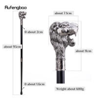 Bastón Elegante De 93cm Con Cabeza De León Plateada Y Bigote Decorativo Para Cosplay Y Moda De Hombre Manija De Acero Y Aluminio Con Suela De Goma - details 2