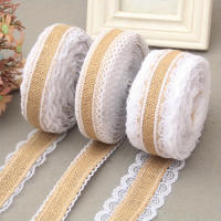 Cinta De Encaje De Lino De Jute Natural 25mm Con Borde De Encaje Blanco Decoración Rustica Vintage Para Bodas Y Centros De Mesa - details 5
