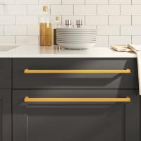 vidaXL Tiradores para armarios 5 uds acero inoxidable 480 mm en color Dorado/Negro | almacenamiento funcional diseño moderno para baño dormitorio sala - details 0