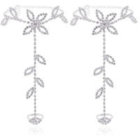 Stonefans Anklet De Verano Para Mujer 1Pcs Hoja De Rhinestone En Color Plata Lujo Pulsera De Mano En Forma Geométrica De Cobre - details 1
