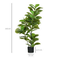 HOMCOM Conjunto de 2 Plantas Artificiales Decorativas 110x15 cm Árboles Artificiales de Ficus con 90 Hojas y Macetas para Interior Decoración para Sala de Estar Oficina Verde - details 2