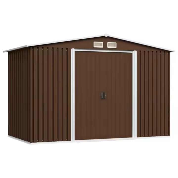 vidaXL Caseta de almacenamiento jardín acero marrón 257x205x178 cm - 1