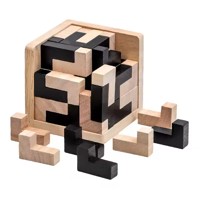 Rompecabezas 3D Cubo De Madera Educativo Juguete Creativo Interlocking Para Niños Juego De Desarrollo Mental Regalo IQ Brain - 1