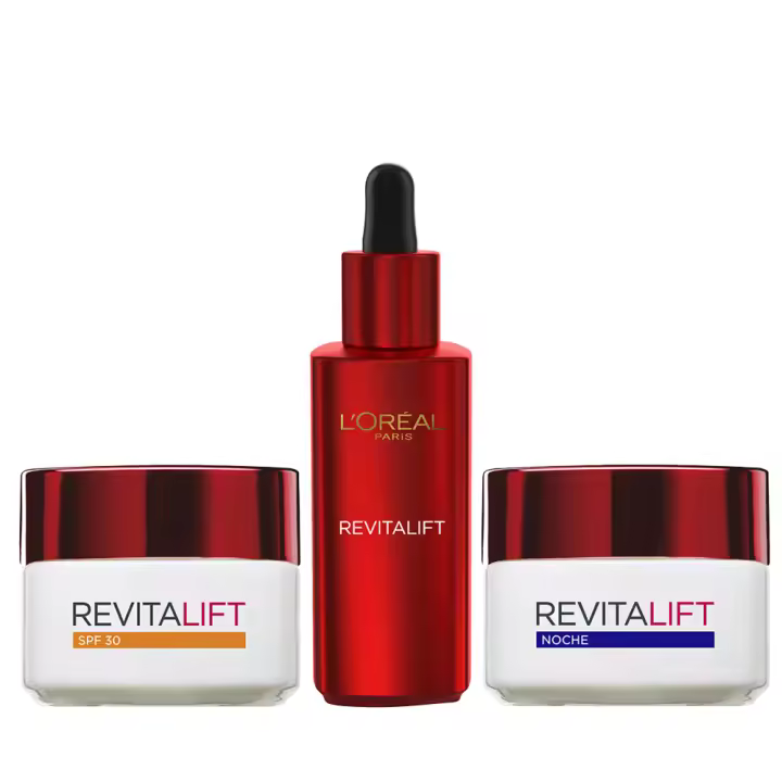 L'Oréal Paris | Revitalift Serum antiarrugas - Con Pro-Retinol - 30ml + Crema de Día Antiarrugas con protección solar - Con Pro-Retinol - 50 ml + Crema Noche Antiarrugas - Con Pro-Retinol - 50 ml - 1
