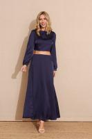 SOLO VENTA TOP - CONJUNTO SATINADO AZUL OSCURO SALMA - Top Satinado, Satén, Azul Oscuro Primavera Verano para Mujer, Fiesta, Evento, Bodas - details 0