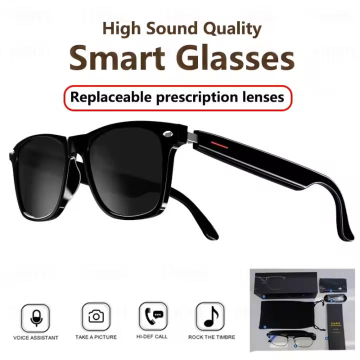 2024 Cámara inteligente Música Gafas de Sol auriculares inalamberos Bluetooth HIFI Sonido conducción Manos libres Llamada - 1