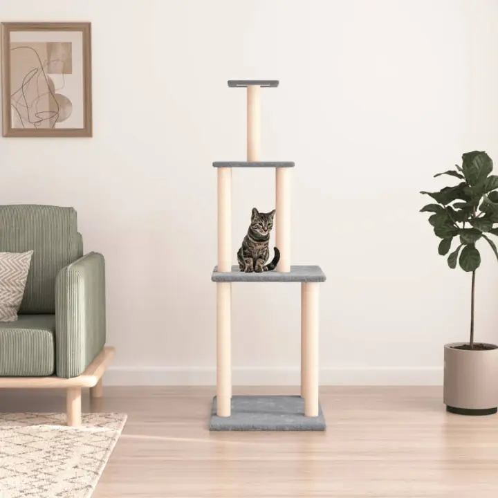 vidaXL Rascador para Gatos con Postes Árbol Torre de Escalada Sisal Color Crema,  Gris claro,  Gris oscuro y mas - 1