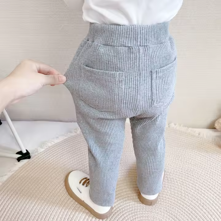 Pantalones De Algodón Para Niños Y Niñas Pantalones De Moda Para Primavera Y Otoño Pantalones Rectos Cintura Media Cierre Elástico - 1