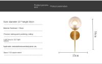 Lámpara De Pared Sférica De Vidrio Para Dormitorio Y Estudio Luz De Noche Simple En Oro Y Negro Estilo Nórdico Moderno - details 11