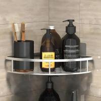 Estante De Baño Triangular Monolítico Soporte De Almacenamiento Para El Hogar En Negro Soporte Tripode Colgante En La Pared - details 5
