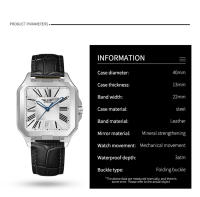 Reloj Métrico Deportivo Para Hombre PINDU Diseño Marca Automático Resistente Al Agua Con Correa De Cuero Y Dial Romano Relogio Masculino - details 5