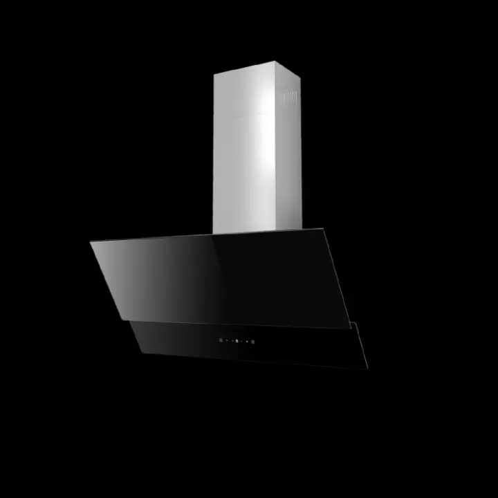 Campana decorativa Bolero Flux DT 908001 cristal negro A++ de 90cm de ancho, acabado frontal cristal negro, chimenea inox, succión 800m3/h, motor 210w, clase A++, control táctil, 3 niveles de potencia. - 1