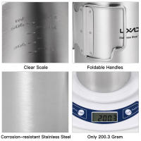 LIXADA Taza De Acero Inoxidable Portátil De 750ml Con Tapa Y Manija Plegable Para Camping Cocina Picnic Deportes Al Aire Libre - details 50