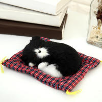 Modelo De Animal De Peluche Simulación De Gato Durmiente Con Sonido Para Jardín Micro Paisaje Decoración De Escritorio - details 7