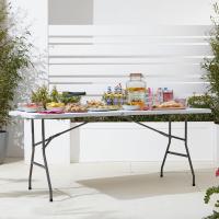 STARLEY-Mesa plegable portátil de plástico para interiores y exteriores,mesa plegable al aire libre, picnic, fiesta, campamento,mesa rectangular multiusos con asa,color blanco,180 x 69 x H 74 cm - details 3