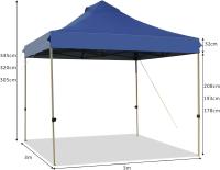 Carpa Plegable 3x3m Multifuncional Altura Ajustable 1.8-2.1m Cenador Impermeable para Exteriores - details 0