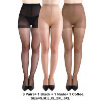 Kave 3 Pares De Medias De Tela Ultrafinas Para Mujer Cintura Alta Translúcidas Medias Hasta La Cadera Material Poliéster Spandex - details 1