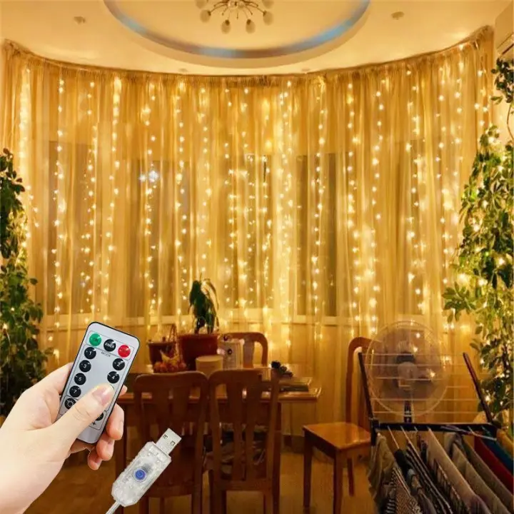 Curtain Lights LED 3/4/6M Con Control Remoto USB 8 Modos Luces De Navidad Para Decoración De Hogar Y Festivales - 1