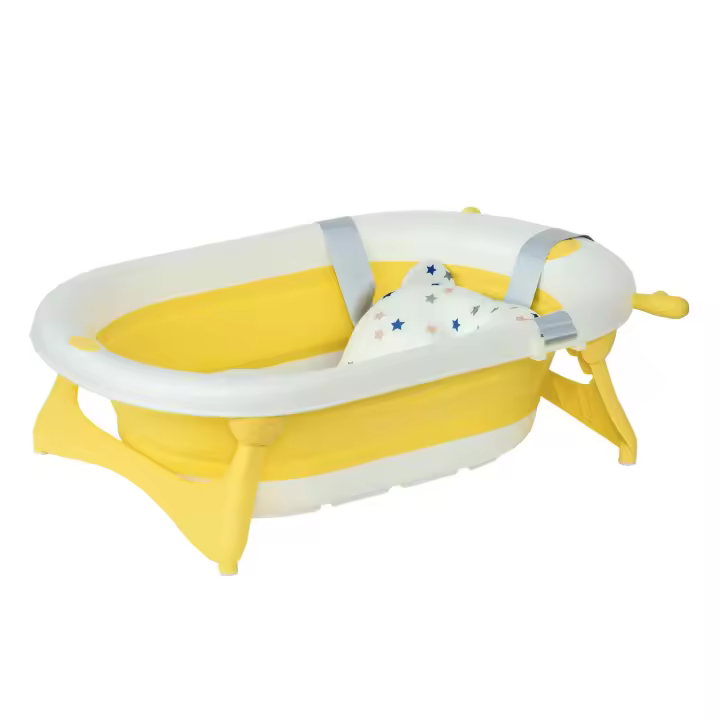 HOMCOM Bañera Plegable para Bebé Recién Nacido hasta 3 Años 81,5x50,5x23,5 cm con Tapón Termosensible Cojín y Almohadillas Antideslizantes - 1