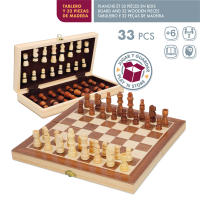 COLORBABY - Juego de ajedrez clásico de madera plegable, tablero portátil 30x30 cm, set de 33 piezas, 2 jugadores, juguete educativo, ajedrez para niños y adultos, +6 años - details 1