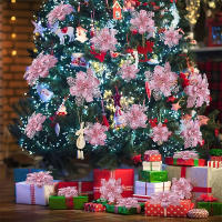 Adornos De Navidad 5/10Pcs Flor Plateada Brillante Para Decoración De Árbol Y Hogar Tamaño 11/16cm Ornaments De Año Nuevo Xmas - details 3