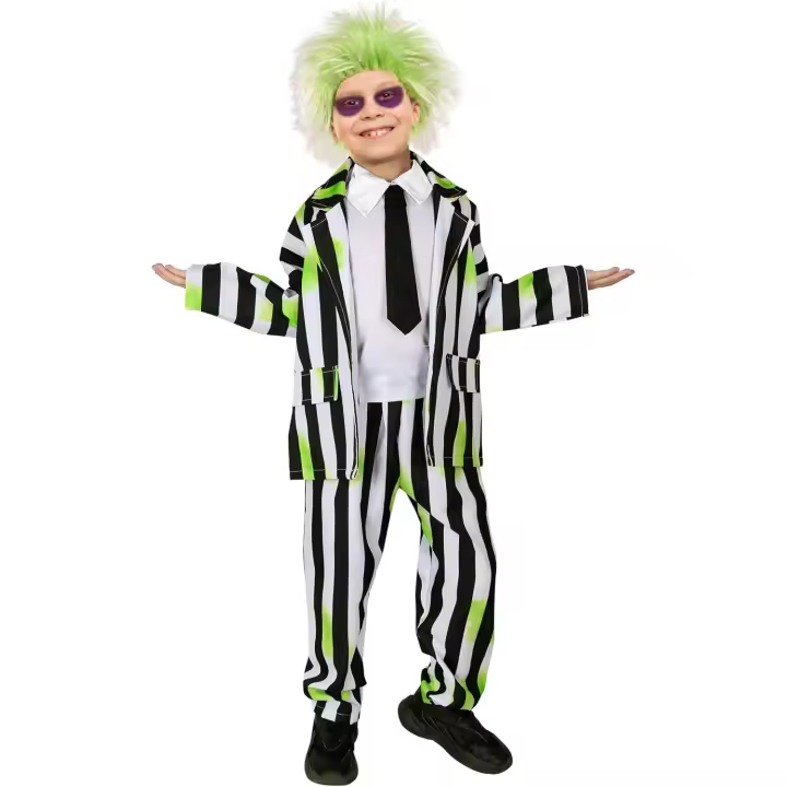 Disfraz de adulto a rayas blancas y negras para hombre, traje de talla grande, disfraz de Halloween - 1