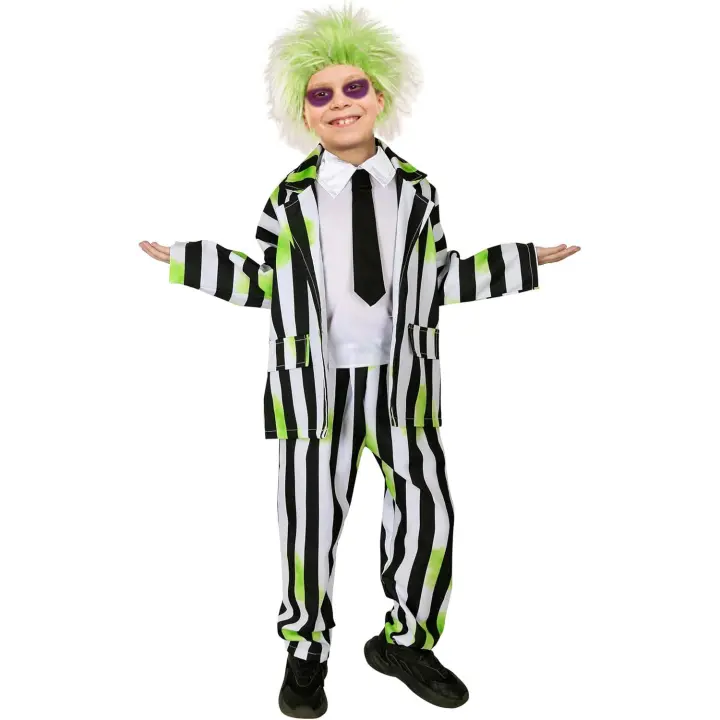 Disfraz de adulto a rayas blancas y negras para hombre, traje de talla grande, disfraz de Halloween - 1