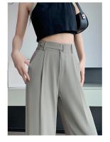 Pantalones Anchos De Verano Para Mujer Seoulish Elegantes Para Oficina Alto Cintura Talla Grande Color Sólido Pantalones Rectos Sueltos - details 2