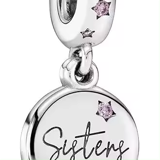 PANDORA Dijes de plata de ley con inscripciones Mum Sister y Aunt，Incluye Caja Original - 1