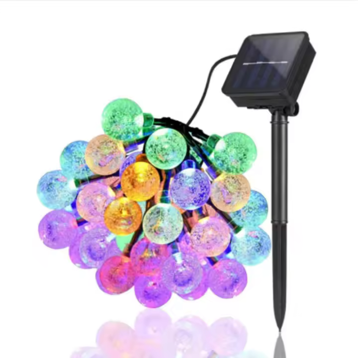 Luces De Cadena Solar LED Para Exteriores 60 Leds Impermeables Con 8 Modos Luces De Globos De Cristal Para Jardín Decoración De Árbol Fiesta Patio - 1