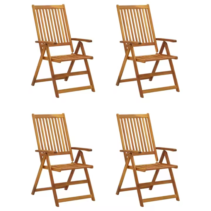Madera maciza Acacia Sillas de Jardín reclinables 4 UDS - 1