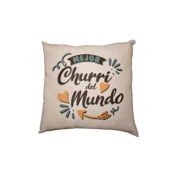 Cojín + Relleno con frase " Mejor CHURRI del Mundo " . Regalo Pareja . frase San Valentin . Cojín amor - 1