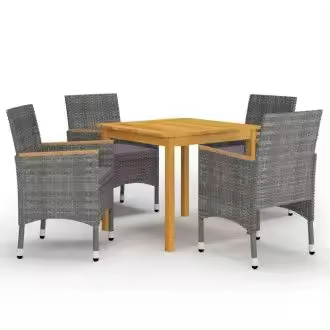 VIDAXL juego de comedor para el jardín de 5 piezas fabricado en madera con un acabado color gris - 1