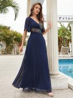 Vestido De Novia Sastre Unithorse Elegante Con Encaje Y Mariposa En Manga Chiffon Para Damas De Honor V-Neck Largo Al Piso - details 19