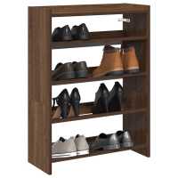 vidaXL Zapatero madera contrachapada 60x25x81 cm en color Roble ahumado/Roble Sonoma/Negro y más - details 4