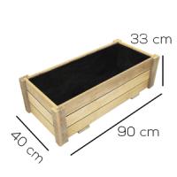 Plantawa Jardinera de Cultivo Rectangular 90 x 40 x 30 cm, Maceteros de Madera para Plantas, Macetero Grande con Tela geotextil para Exterior, Jardín Balcón o Terraza Huerto Urbano - details 3