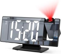 Reloj despertador digital con proyección de 180 °, con espejo LED, pantalla grande, pantalla de temperatura, despertador digital con repetición, fecha, 3 brillo, para dormitorio y oficina - details 0