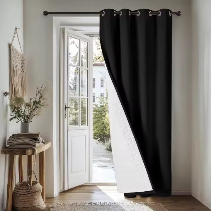 Deconovo Cortinas Termicas Aislantes Frio y Calor para Salon Dormitorio de Opacas 1 Pieza Cortina Divisoria, 200x280cm Negro - 1