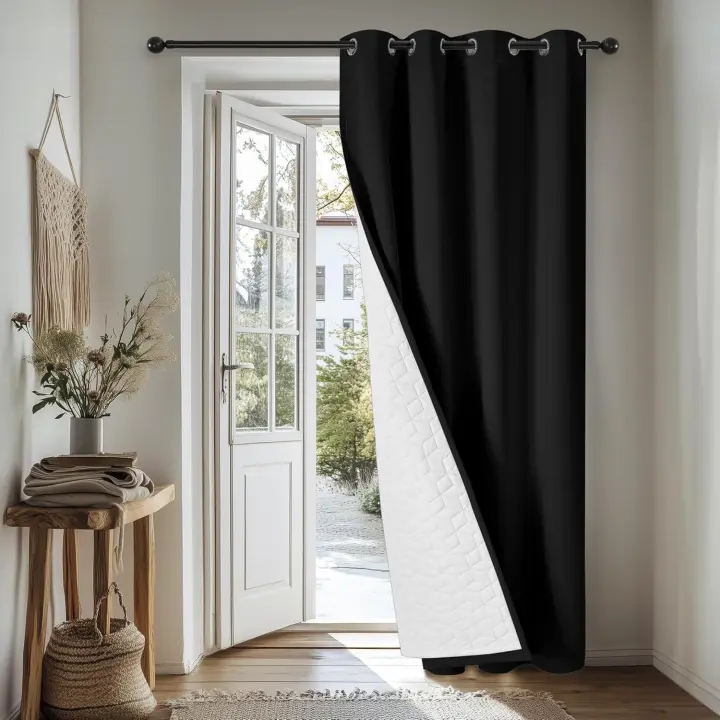 Deconovo Cortinas Termicas Aislantes Frio y Calor para Salon Dormitorio de Opacas 1 Pieza Cortina Divisoria, 200x280cm Negro - 1