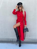 Vestido Largo Para Mujer De Otoño E Invierno Con Cuello V Y Botones Estilo Oficina Midi Color Sólido Cardigan De Manga Larga Tamaño S-3XL - details 24