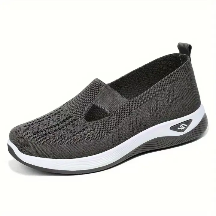 2025 new sports style women's shoes, women's breathable warp knitted women's shoes, lace-up sports shoes Summer breathable soft sole middle-aged and elderly mother shoes - 1