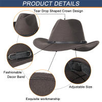 Sombrero De Vaquero Occidental Para Hombres Y Mujeres Amplio Para Otoño Invierno Estilo Cowgirl Fedora Casual Material COTON Y POLYESTER - details 6