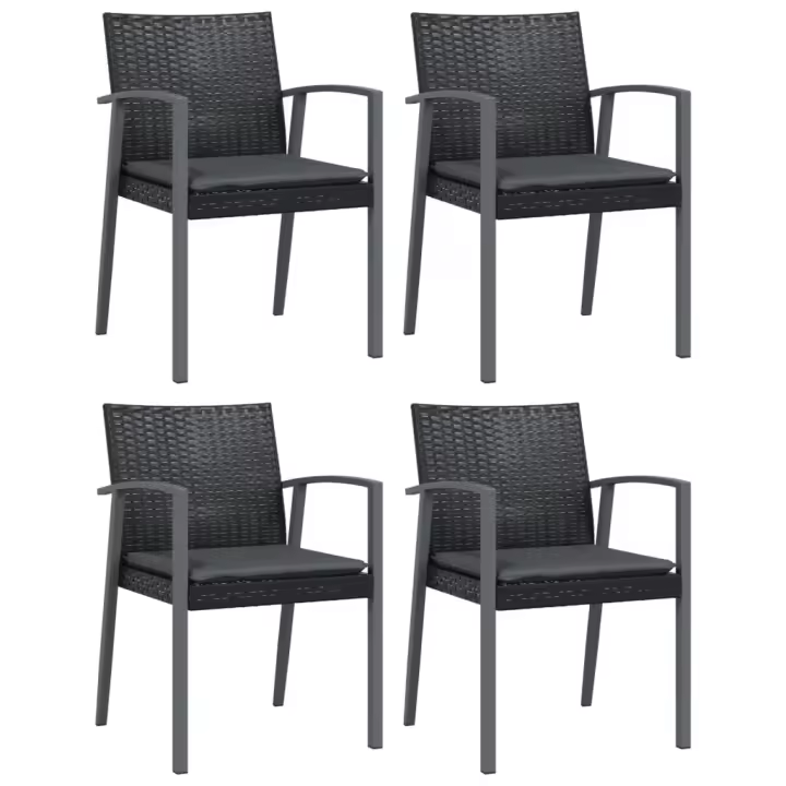 Sillas Jardín zapatos 4 UDS trinquete sintético Negro 56,5x57x83 cm - 1