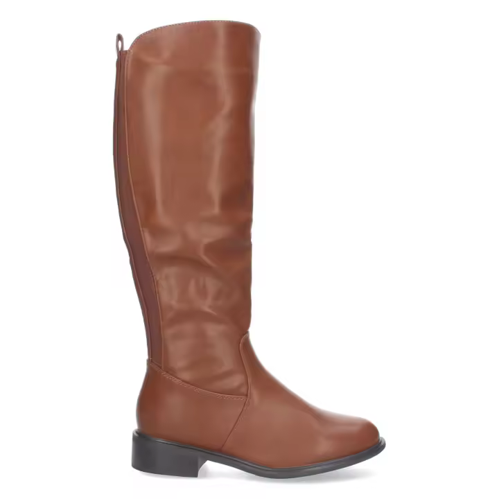 PuntoSalao Botas altas de tacón bajo para mujer color camel ZS-91 - 1