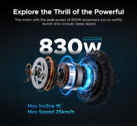 Scooter eléctrico OBARTER G10, motor dual 2*1200W, batería de 48V 20Ah, neumáticos todoterreno de 10 pulgadas, velocidad máxima de 65 km/h, alcance máximo de 65, freno de disco hidráulico, activación NFC - Negro - details 2