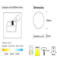 STARLED Downlight LED 8W Frameless QUASAR - OSRAM CHIP DURIS E 2835 - CCT - details 1